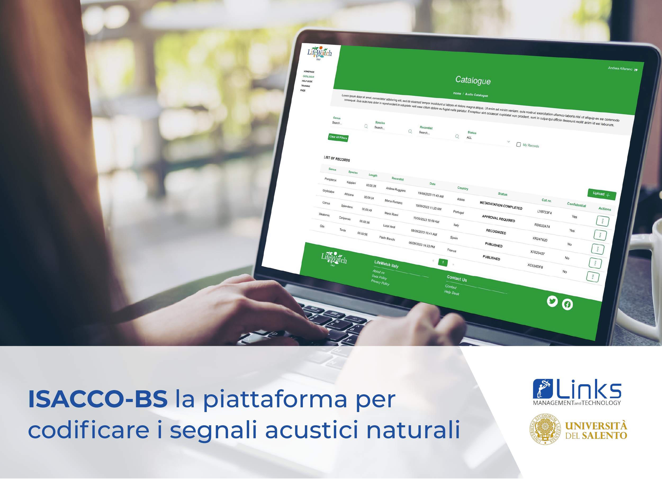 ISACCO-BS la piattaforma per codificare i segnali acustici naturali