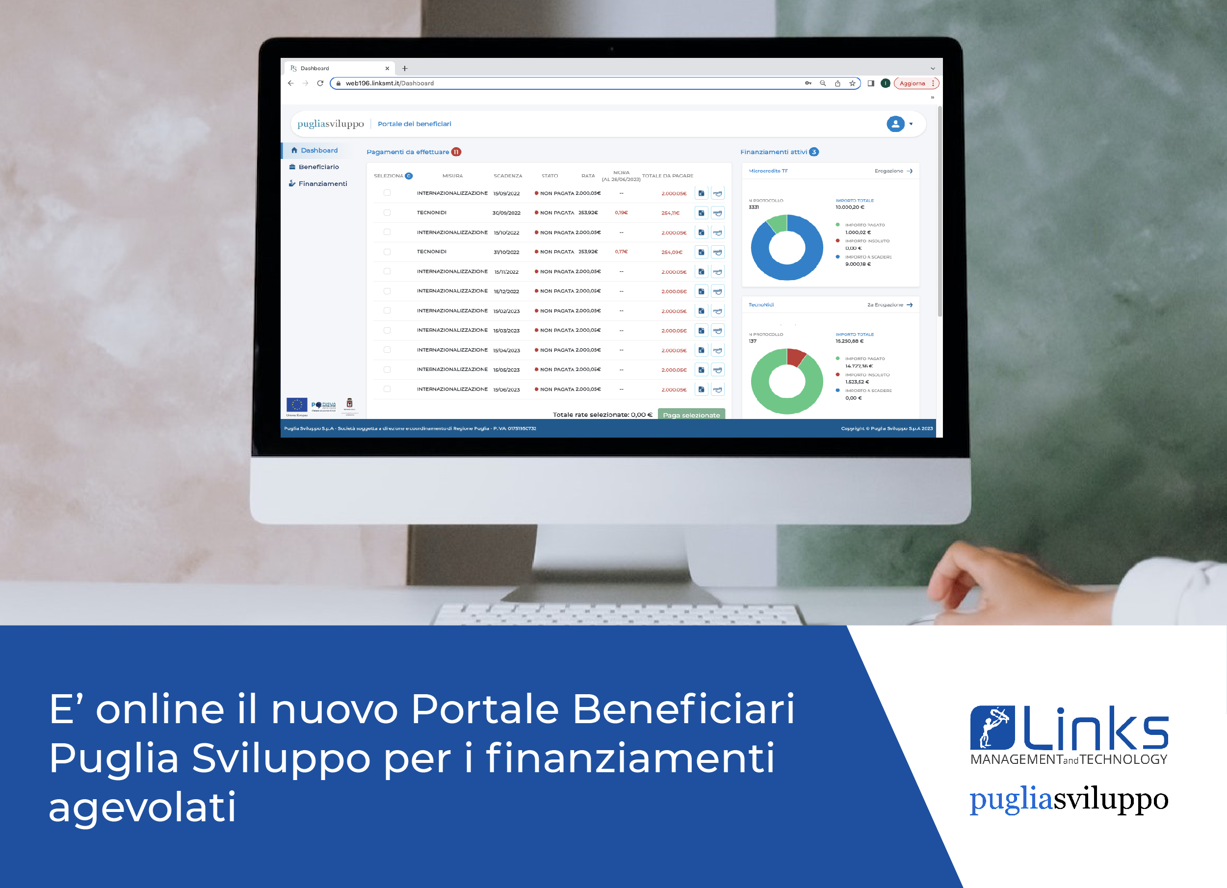 Links realizza il Portale Beneficiari Puglia Sviluppo per i finanziamenti agevolati.